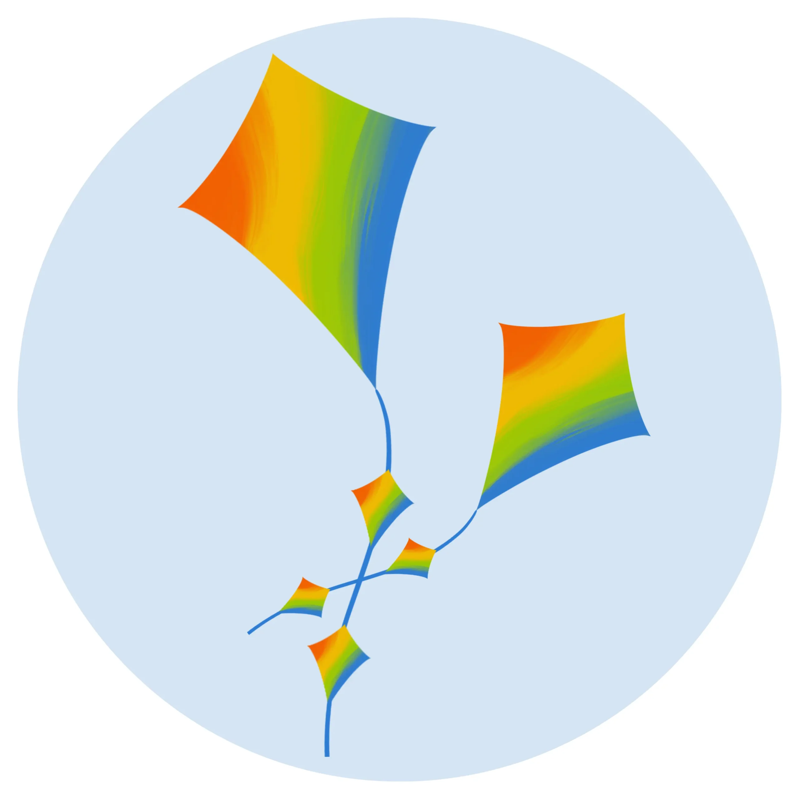 Kite Online Tuition logo featuring two colourful rainbow kites on a blue circular background, representing personalised online learning, creativity and confidence.